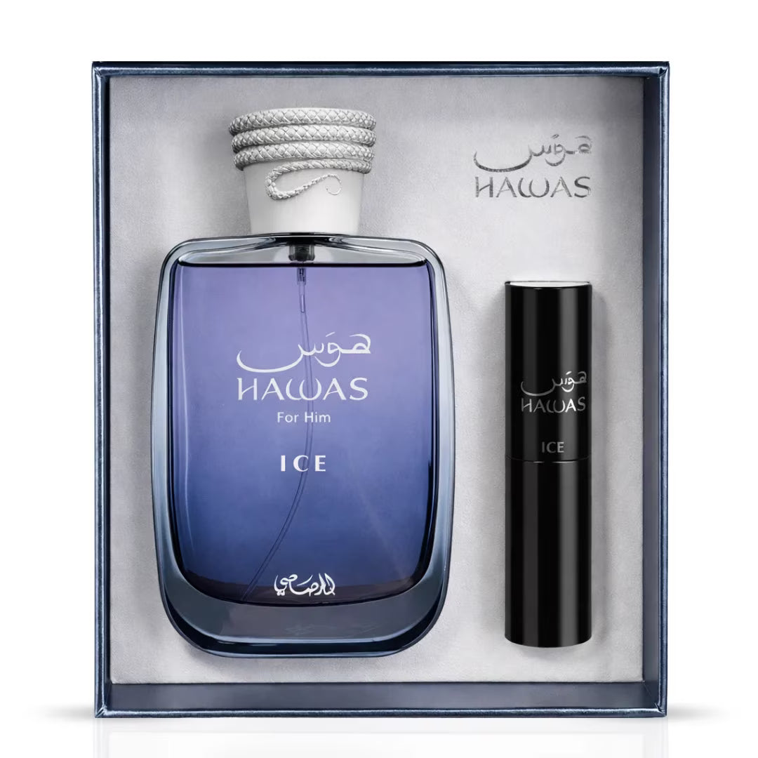 Hawas ice by Rasasi Travel Gift set for Men Perfume