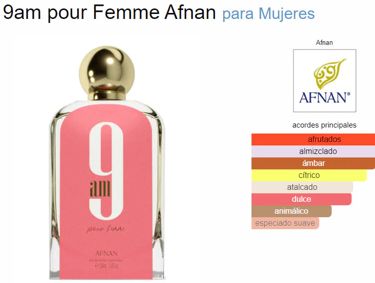9AM pour femme by Afnan for Women EDP 3.4 oz