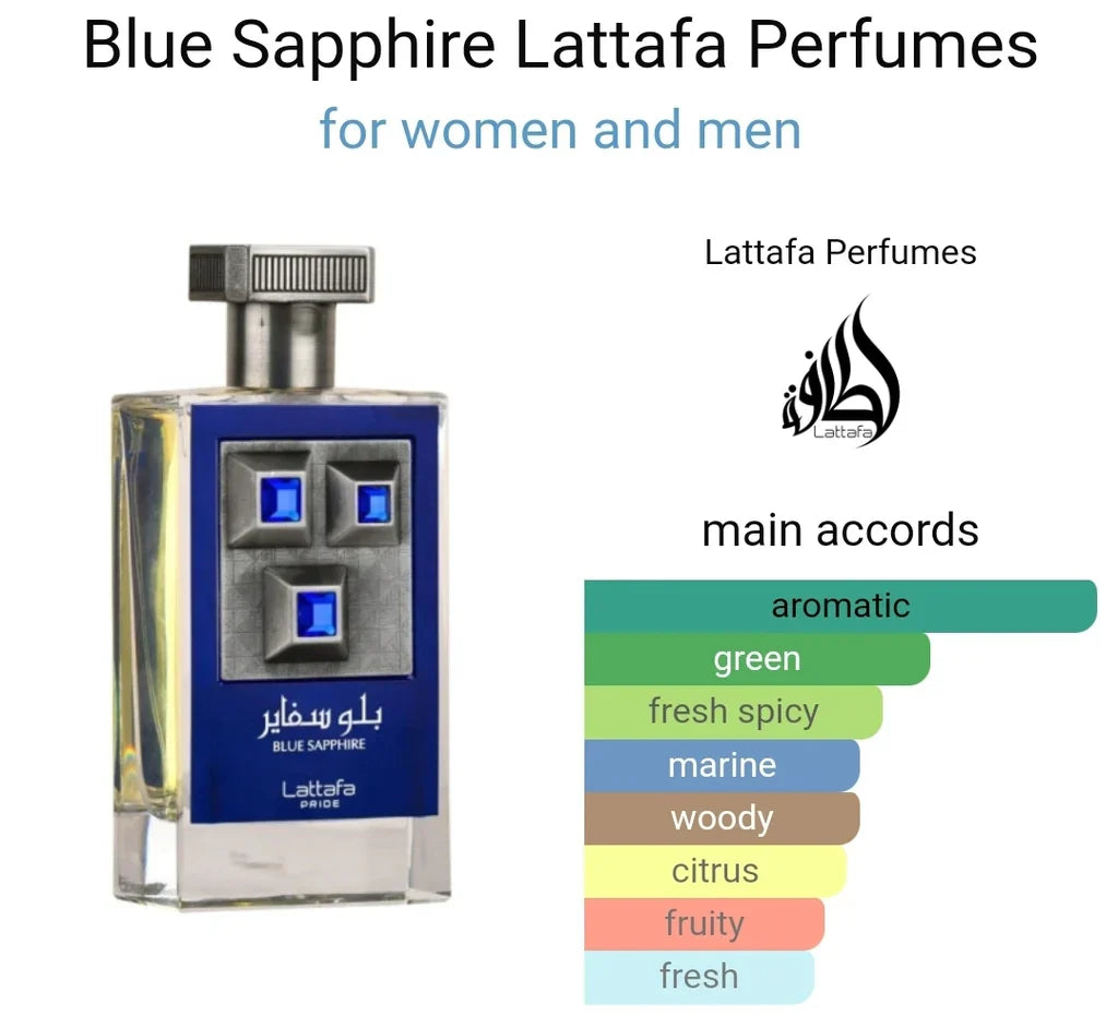 Blue Sapphire by Lattafa For Women and men (Unisex) EDP 3.4 oz