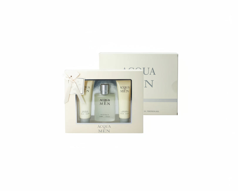 Gift Set Acqua for Men by EBC (3.4oz EDT Spray, Body Lotion, Shower Gel)